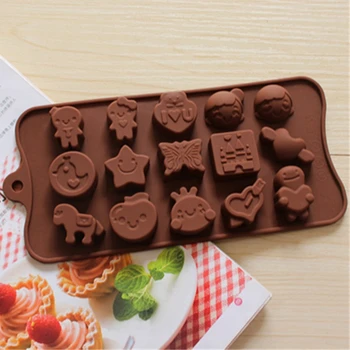 Silikone Fondant Skimmel 15 Hulrum Tegnefilm Chokolade Skimmel Kage form for Bagning Jelly Og Slik Skimmel DIY Numre Frugt Køkken Gadgets