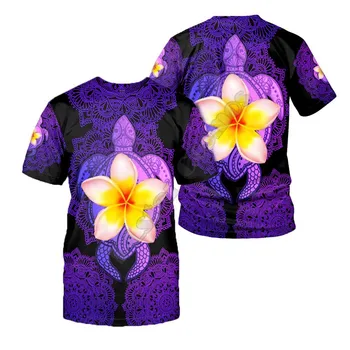 Fantastisk Polynesiske havskildpadde Tatoveringer&Hibiscus Harajuku Mode 3D Printede Shorts Ærmer T-shirts til Mænd/Kvinder T-Shirts, Toppe