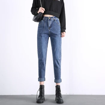 Plus Størrelse 40 Harlan Kvinders Slim Jeans, Løs Komfortable Høj Talje Kvindelige Fragt Denim Bukser Mujer Casual Tøj