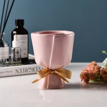 Bonsai Pottede Planter Container Keramik Flower Pot Vase Pynt med Hullet Home Office Desktop-Dekorationer
