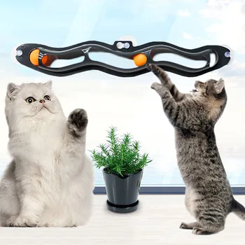 Mode 1PC Kæledyr Kat Sjov Bold Toy Sucker Windows Cat Toy Play Rør Med Bolde Cat Toy Spore Spille Tunnel Pet Legetøj Produkter